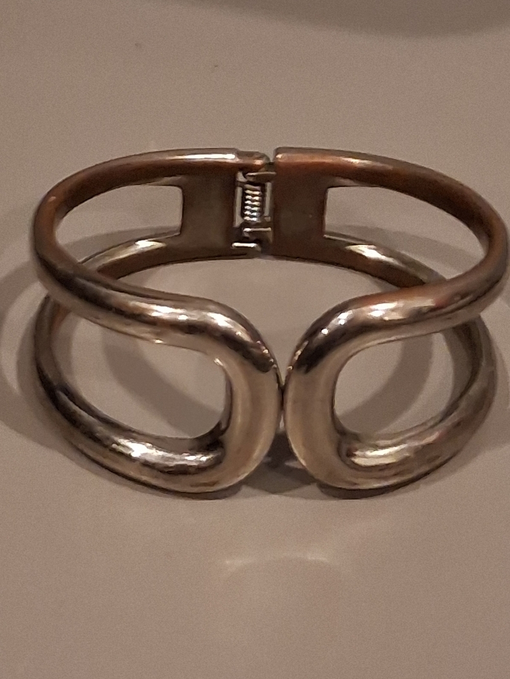 Chunky Silver-Tone Hinged Bracelet